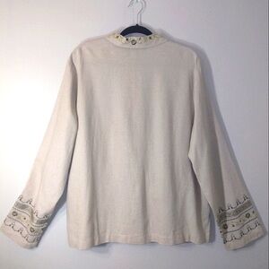 Elegant Cream Sweater with Embroidered Details